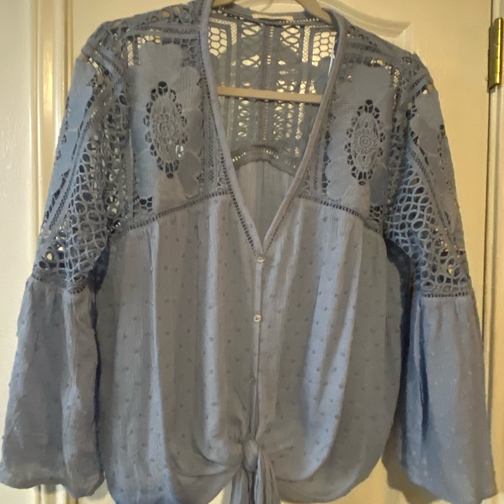 Lovestitch Blue Lace Detail Blouse